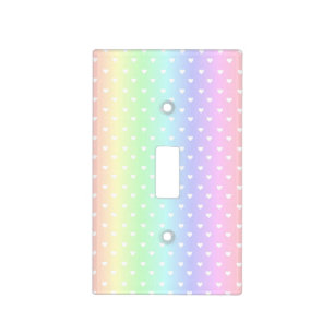 Pastel Rainbow Ombre Hearts Pattern Light Switch Cover