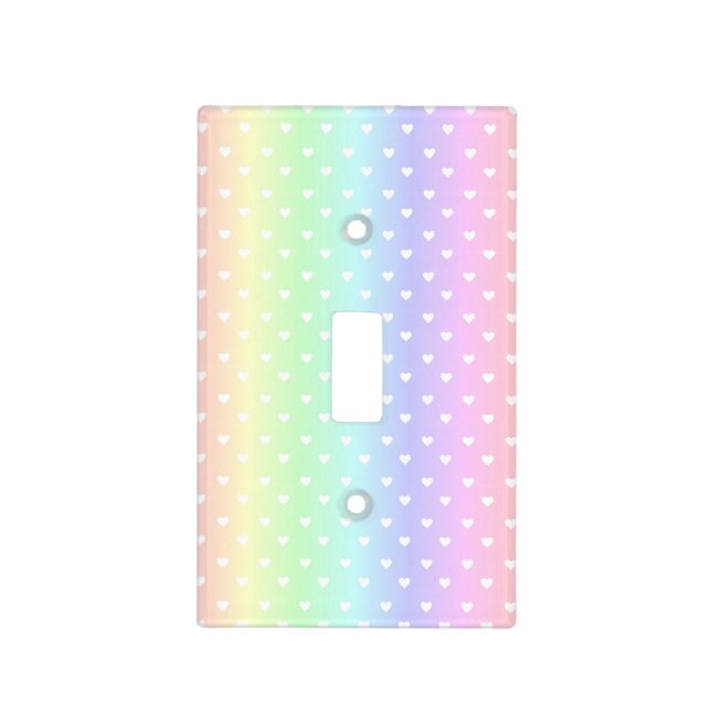 Pastel Rainbow Ombre Hearts Pattern Light Switch Cover (Front)