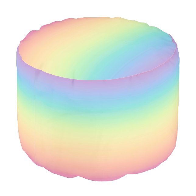 Pastel Rainbow Ombre Home Decor Pouf (Angled Back)