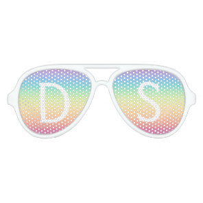 Pastel Rainbow Ombre Monogram Personalized Aviator Sunglasses