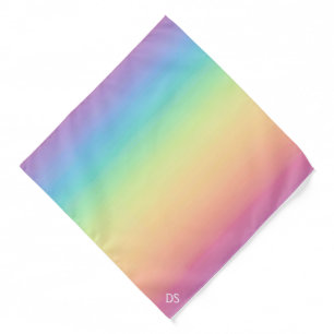 Pastel Rainbow Ombre Monogram Personalized Bandana