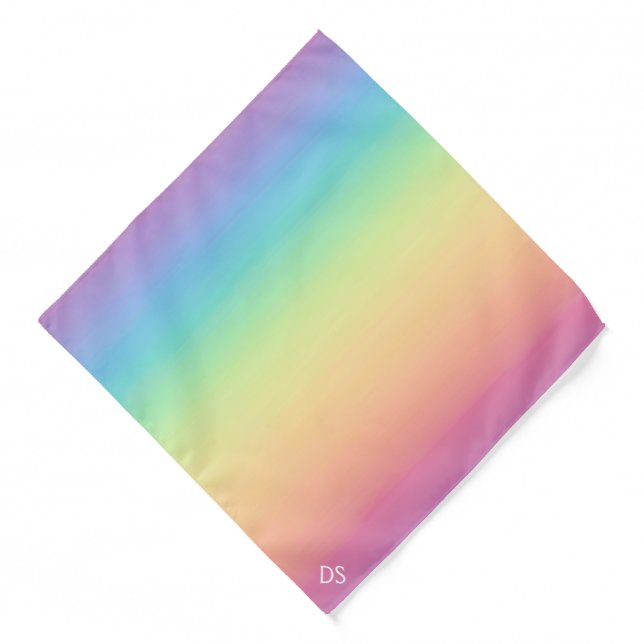 Pastel Rainbow Ombre Monogram Personalized Bandana (Front)