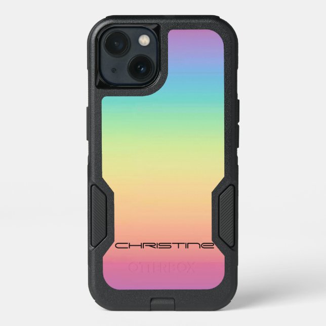 Pastel Rainbow Ombre Personalized Otterbox iPhone Case (Back)