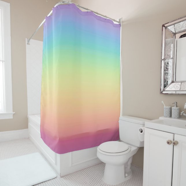 Pastel Rainbow Ombre Shower Curtain (In Situ)