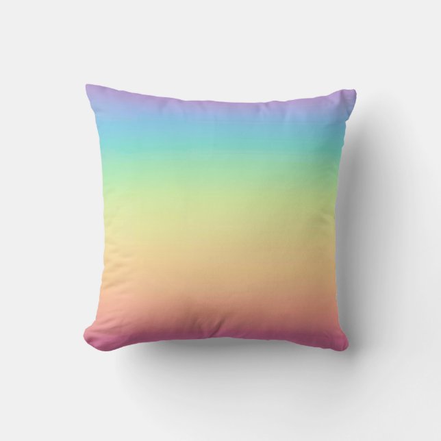Pastel Rainbow Ombre Throw Pillow (Front)