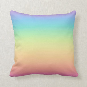 Pastel Rainbow Ombre Throw Pillow
