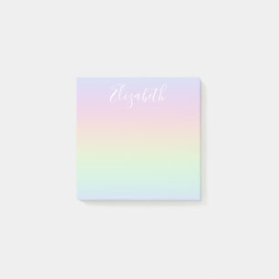 Pastel Rainbow Ombre White Calligraphy Post-it Notes