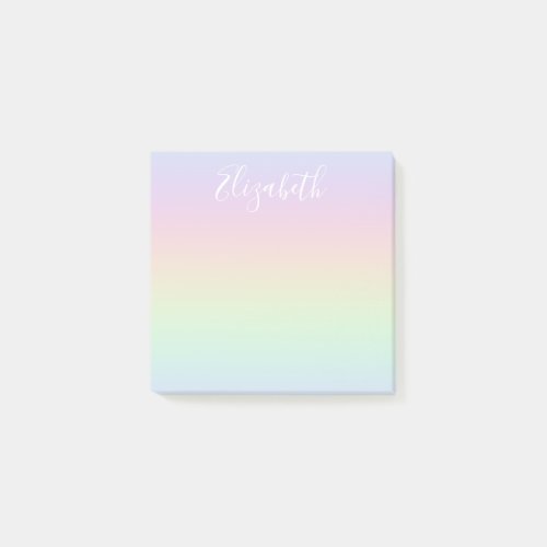 Pastel Rainbow Ombre White Calligraphy Post_it Notes