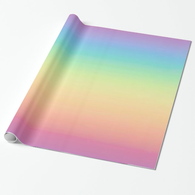 Pastel Rainbow Ombre Wrapping Paper (Unrolled)