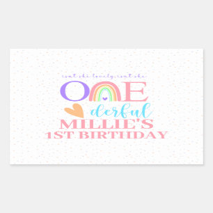 Pastel Rainbow ONEderful 1st Birthday Stickers
