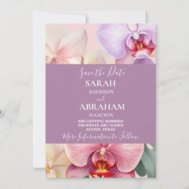 Pastel Rainbow Orchids Save the Date Invitation (Front)