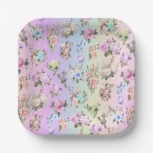 Pastel Rainbow Paper Plates, 7" Round Paper Plate