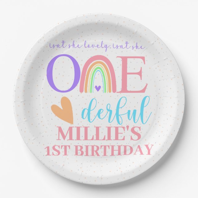 Pastel Rainbow Paper Plates & Bowls (Front)