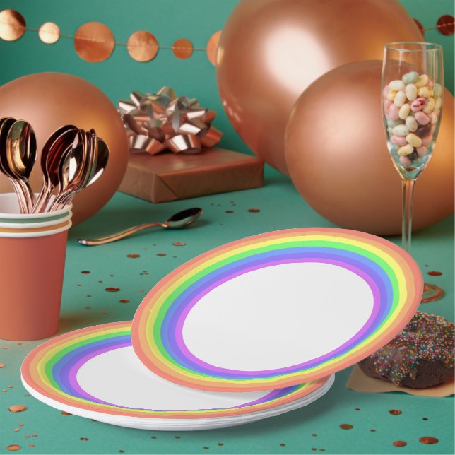 Pastel Rainbow Party  Paper Plates (Multi)