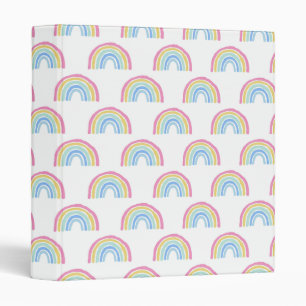 Pastel Rainbow Pattern 3 Ring Binder