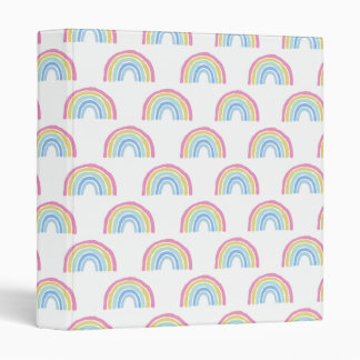 Pastel Rainbow Pattern 3 Ring Binder