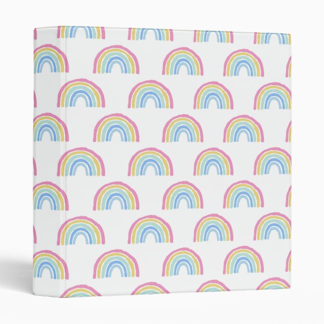 Pastel Rainbow Pattern 3 Ring Binder (Front/Spine)