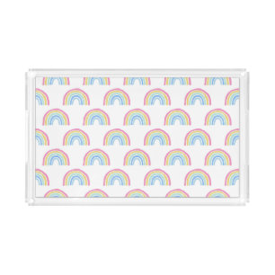 Pastel Rainbow Pattern Acrylic Tray