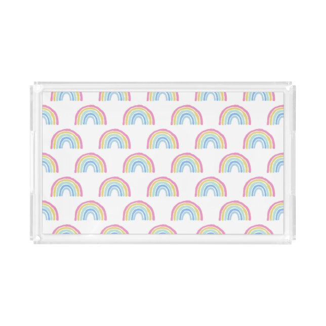 Pastel Rainbow Pattern Acrylic Tray (Front)