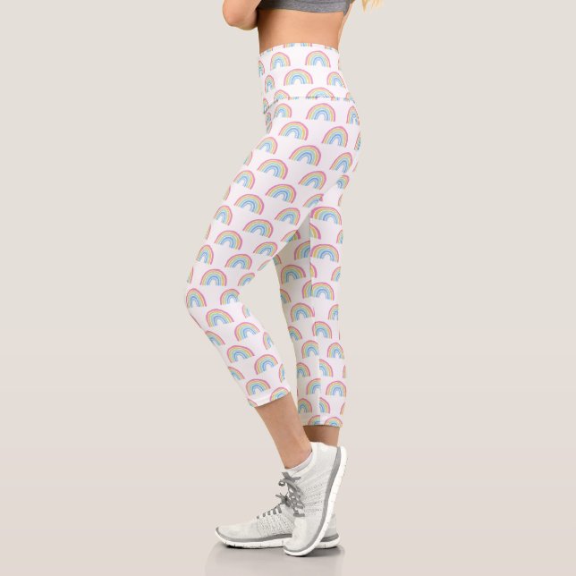 Pastel Rainbow Pattern Capri Leggings (Left)