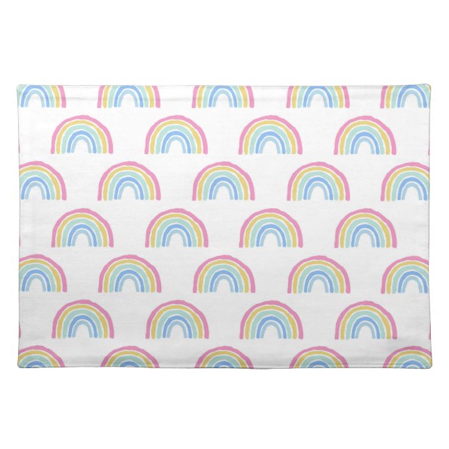 Pastel Rainbow Pattern Cloth Placemat (Front)