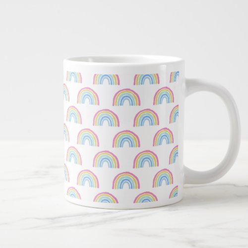 Pastel Rainbow Pattern Giant Coffee Mug