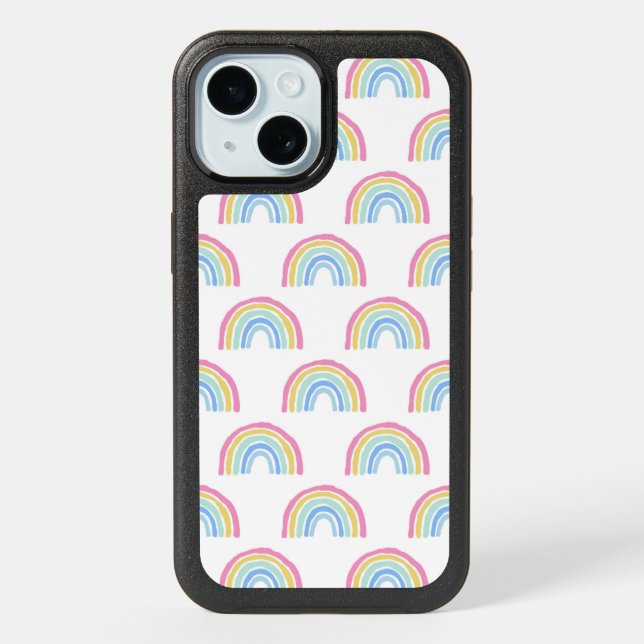 Pastel Rainbow Pattern iPhone 15 Case (Back)