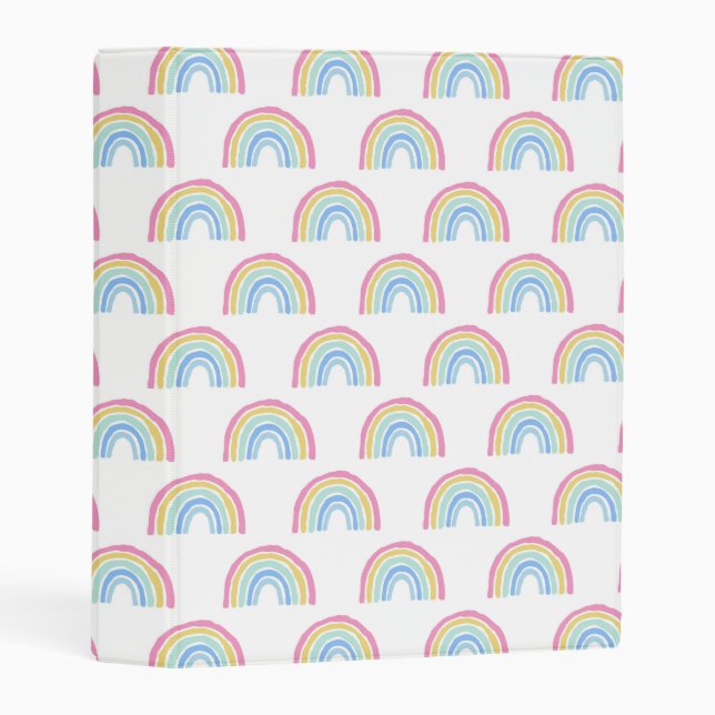 Pastel Rainbow Pattern Mini Binder (Front/Spine)