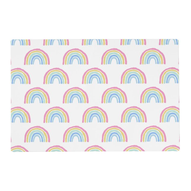 Pastel Rainbow Pattern Placemat (Front)