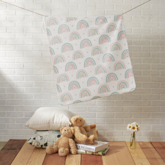 Pastel Rainbow Pattern with Hearts Baby Blanket