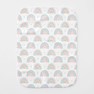 Pastel Rainbow Pattern with Hearts Baby Burp Cloth