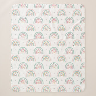 Pastel Rainbow Pattern with Hearts Sherpa Blanket