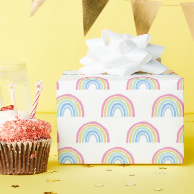 Pastel Rainbow Pattern Wrapping Paper (Birthday Party)
