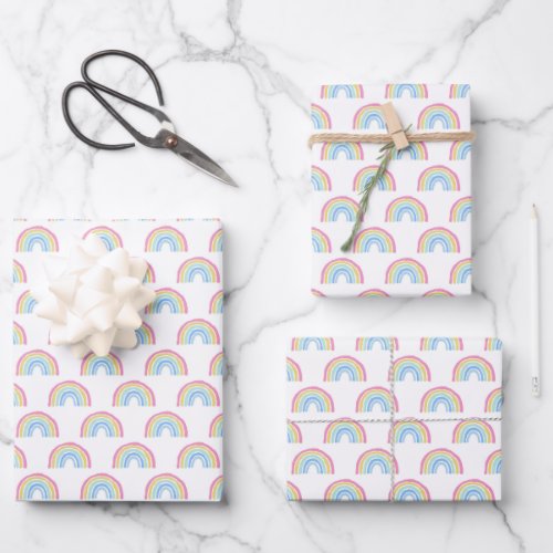 Pastel Rainbow Pattern Wrapping Paper Sheets