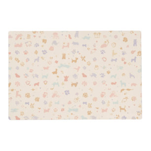 Pastel Rainbow Paw Print Pet Food Mat   Minimalist