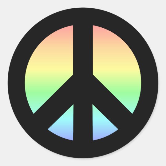 Pastel Rainbow Peace Sign Classic Round Sticker | Zazzle.com