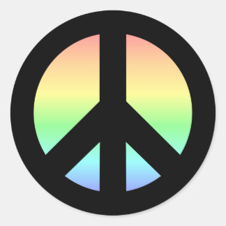 Pastel Rainbow Peace Sign Classic Round Sticker