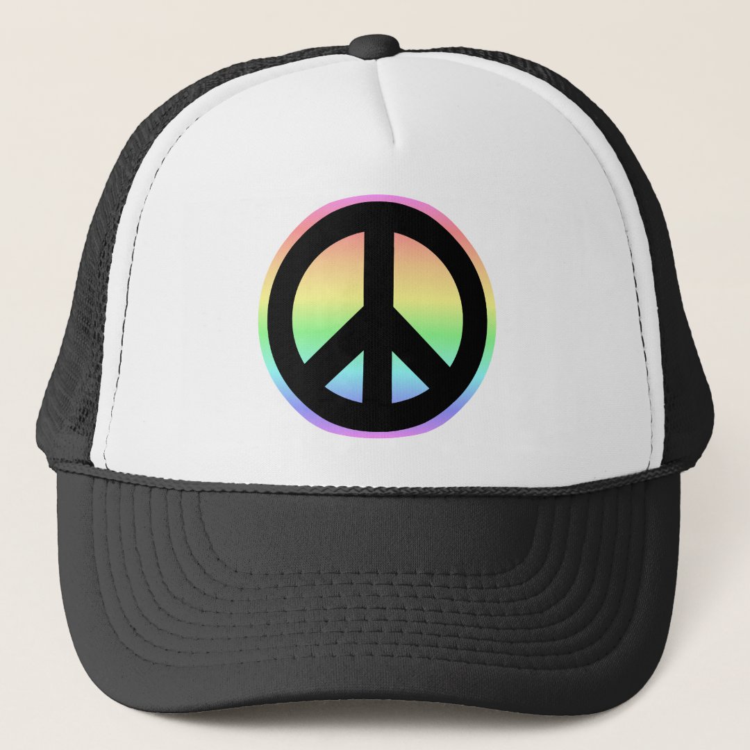 Pastel Rainbow Peace Sign Trucker Hat | Zazzle