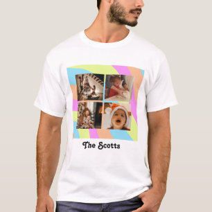 Pastel Rainbow Personalizable Text and 4 Photos T-Shirt