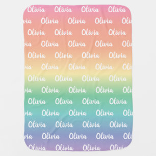 Pastel Rainbow Personalized Baby Blanket