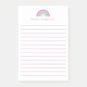 Pastel Rainbow Personalized Lined Post-it Notes