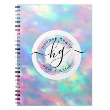 Pastel Rainbow Personalized Logo Elegant Stylist Notebook by CyanSkyDesign at Zazzle
