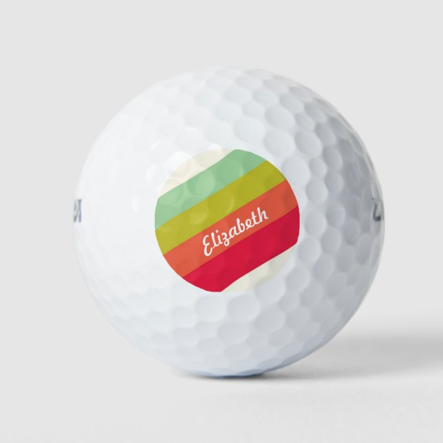 Pastel Rainbow Personalized Name Golf Balls (Front)