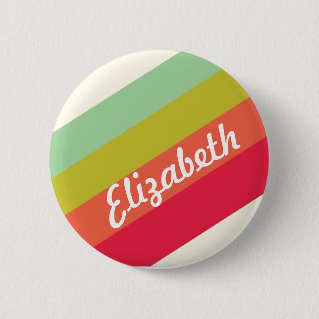 Pastel Rainbow Personalized Name Pinback Button (Front)