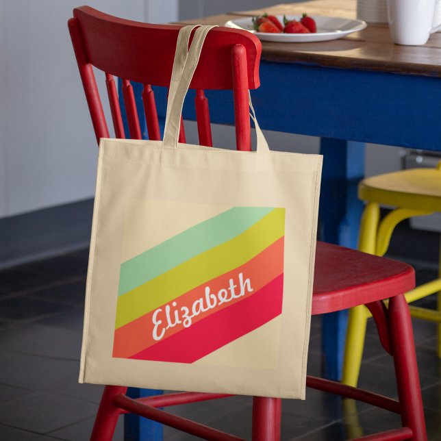 Pastel Rainbow Personalized Name Tote Bag (Creator Uploaded)