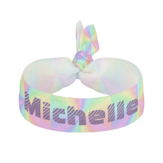 Pastel Rainbow Personalized Ribbon Hair Tie Zazzle Com