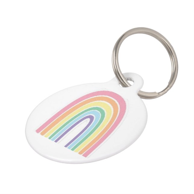 Pastel Rainbow Pet ID Tag (Side)