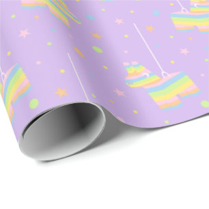 Pastel Rainbow Pinata Birthday Pattern  Wrapping Paper