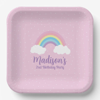 Pastel Rainbow Pink Plate