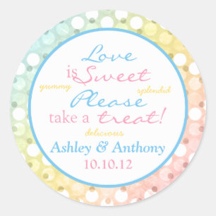 Pastel Rainbow Polka Dot Candy Buffet Stickers